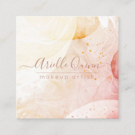 Cartão De Visita Quadrado Abstrato Formas de Maqueamento Artista Cadeado