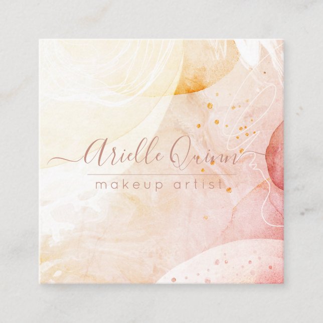 Cartão De Visita Quadrado Abstrato Formas de Maqueamento Artista Cadeado (Frente)