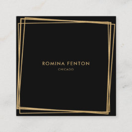 Cartão De Visita Quadrado Abstrato Gold Foil Frames Moderno Professional