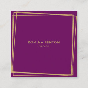Cartão De Visita Quadrado Abstrato Gold Foil Frames Moderno Professional