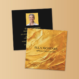 Cartão De Visita Quadrado Abstrato Luxo Espesso Suave e Dourado Negócio Quad