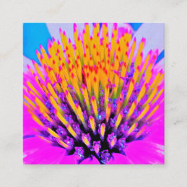 Cartão De Visita Quadrado Abstrato Macro Rosa Quente e Amarelo Coneflower
