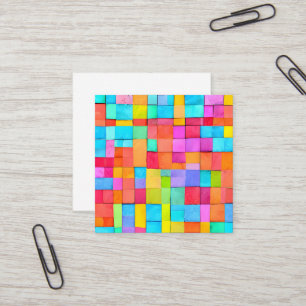 Cartão De Visita Quadrado Abstrato Modern Art Watercolor Office Color