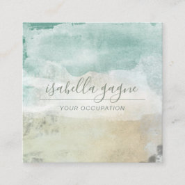 Cartão De Visita Quadrado Abstrato Modern Blue Watercolor Forma Arte