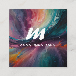 Cartão De Visita Quadrado *~* Abstrato moderno colorido QR Bold AP93