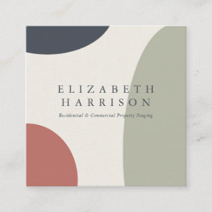 Cartão De Visita Quadrado Abstrato moderno Sage Green Terracotta
