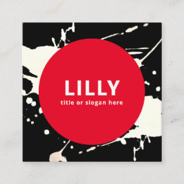 Cartão De Visita Quadrado Abstrato pintado com vermelho escuro