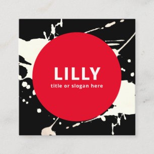 Cartão De Visita Quadrado Abstrato pintado com vermelho escuro