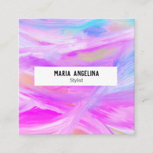 Cartão De Visita Quadrado abstrato púrpura colorida de pintura a óleo