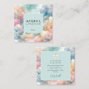 Cartão De Visita Quadrado Abstrato púrpura de cor aquosa moderna