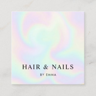 Cartão De Visita Quadrado Abstrato Rainbow Swirls Hair Stylist & Nail Tech