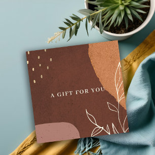 Cartão De Visita Quadrado Abstrato Rust Orange Foliage Gift Certificate