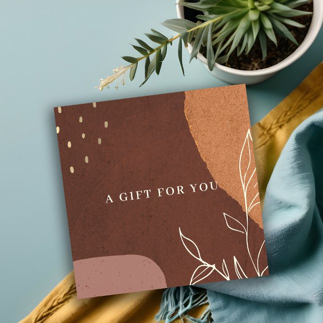 Cartão De Visita Quadrado Abstrato Rust Orange Foliage Gift Certificate (Criador carregado)