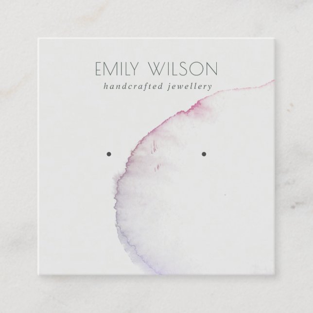 Cartão De Visita Quadrado Abstrato Silver Cinza Pink Roxo Earração (Frente)