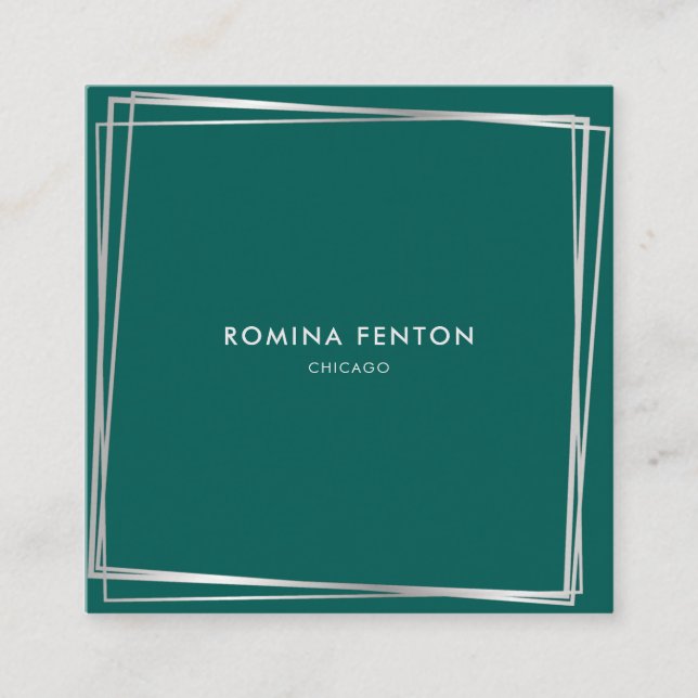 Cartão De Visita Quadrado Abstrato Silver Frames Moderno Professional (Frente)