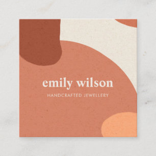 CARTÃO DE VISITA QUADRADO ABSTRATO TERRACOTTA RED ORANFT SCANDI