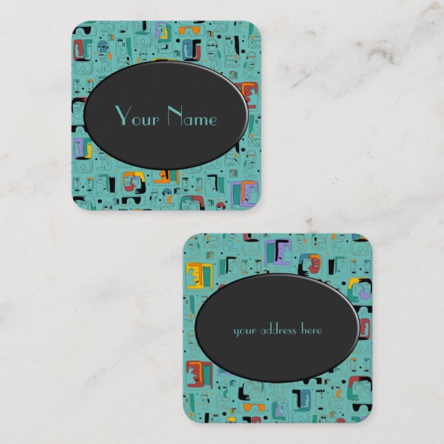 Cartão De Visita Quadrado Abstrato tribal maya antigo padrão 1 (Frente/Verso)