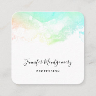 Cartão De Visita Quadrado Abstrato verde azul e cor-de-água