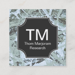 Cartão De Visita Quadrado Abstrato verde neutro monograma