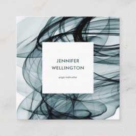 Cartão De Visita Quadrado Abstrato Verde-Teal Moderno Fluindo