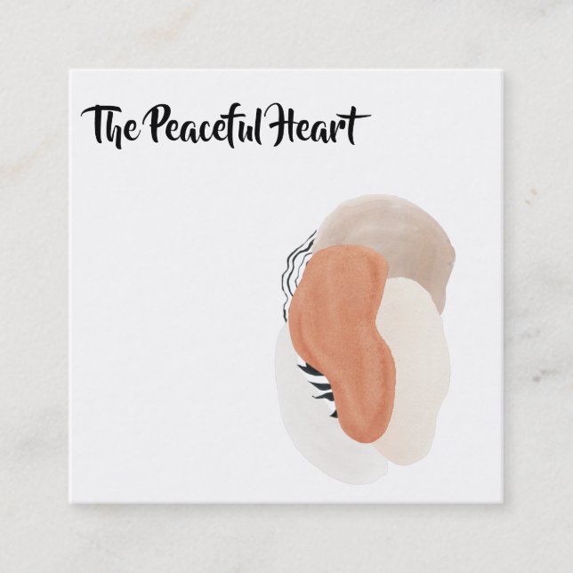 Cartão De Visita Quadrado *~* Abstrato Wabi Sabi Tinta Mínima Simples AR27 Q (Frente)