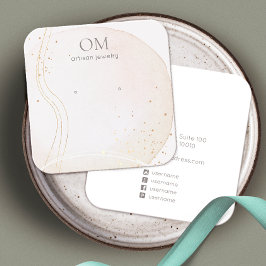 Cartão De Visita Quadrado Abstrato Watercolor Stud Earring Praça de Exibição