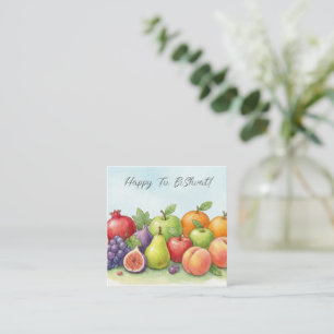 Cartão De Visita Quadrado Abundância de Frutas em Aquarela, Fundo de Tu Bish