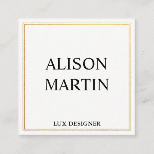 Cartão De Visita Quadrado Acento minimalista do ouro dobro