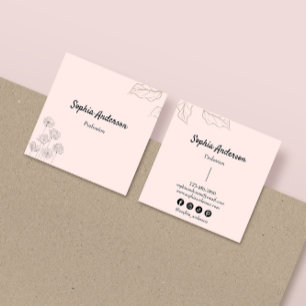Cartão De Visita Quadrado Acentos Florais Minimalistas Elegantes