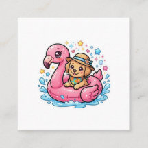 Adesivo de Flamingo de Piscina Cachorrinho Kawaii 