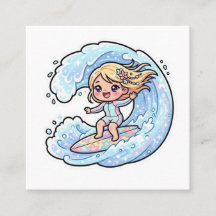 Adesivo de Verão de Menina de Surf Fofa Kawaii Ond