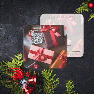 Cartão De Visita Quadrado Adicionar Código QR de Natal de Foto