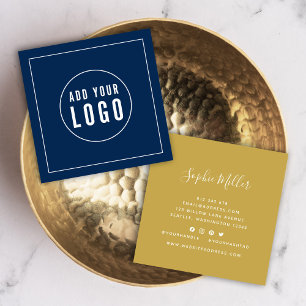 Cartão De Visita Quadrado Adicionar Logotipo Editável de Cor Borda Branca d