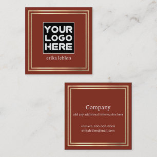 Cartão De Visita Quadrado Adicionar logotipo no lado frontal   praça de terr