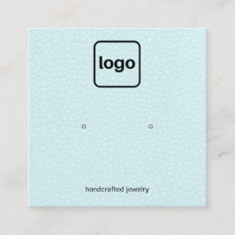 Cartão De Visita Quadrado Adicione o logotipo Aqua Blue Leather Stud Earring