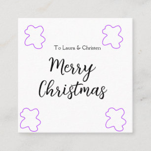 Cartão De Visita Quadrado Adicione o nome do Feliz Natal texto oferta de fam