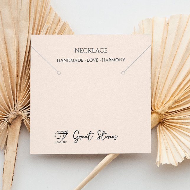 Cartão De Visita Quadrado Adicione o seu colchão de colar de pacotes de prod (Add Your Logo Product Packaging Necklace Holder Square Business Card)