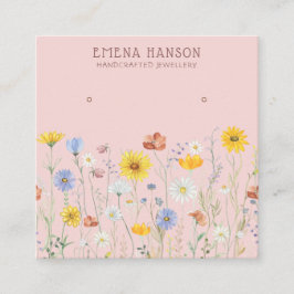 Cartão De Visita Quadrado Adicione o seu logotipo, Almas de flor selvagem, t