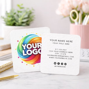 Cartão De Visita Quadrado Adicione Seu Logotipo Circular Personalizado Profi