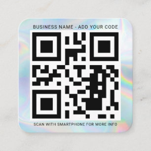 Cartão De Visita Quadrado Adicione seu logotipo e código QR DIY holográfico