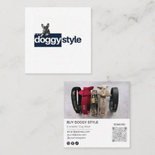 Cartão De Visita Quadrado Adicione seu logotipo Foto Código QR Mídia Social 