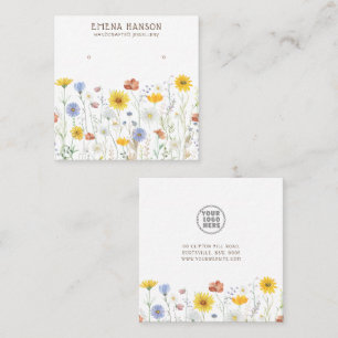 Cartão De Visita Quadrado Adicione seu logotipo, manchetes de flores silvest