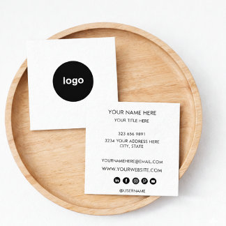 Cartão De Visita Quadrado Adicione seu logotipo personalizado círculo quadr