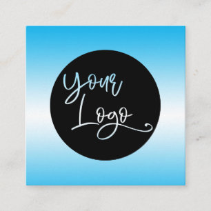 Cartão De Visita Quadrado Adicione seu logotipo personalizado sobre o Sky Bl