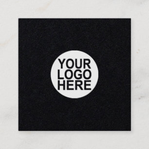 Cartão De Visita Quadrado Adicione seu logotipo preto e branco moderno