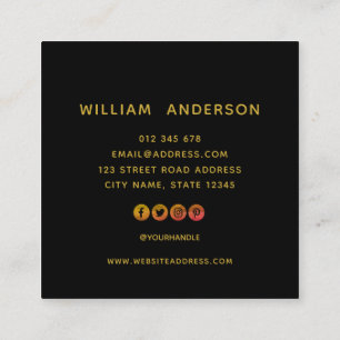 Cartão De Visita Quadrado Adicione seu logotipo - Squ de cor editável minima