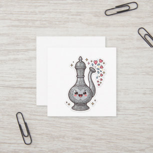 Cartão De Visita Quadrado Adorável Kawaii Sprinkler de Água de Rosas de Prat