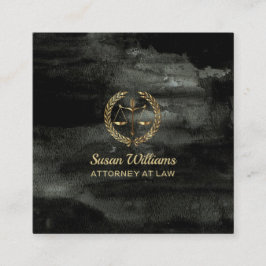 Cartão De Visita Quadrado Advogado-advogado-advogado-aquarel negro e ouro