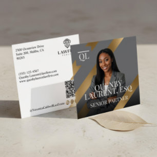 Cartão De Visita Quadrado Advogado Luxuoso Escritório de Advocacia Foto Mono