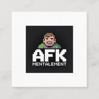 Cartão De Visita Quadrado AFK Mentalement Chibi Gamer Pixel Art